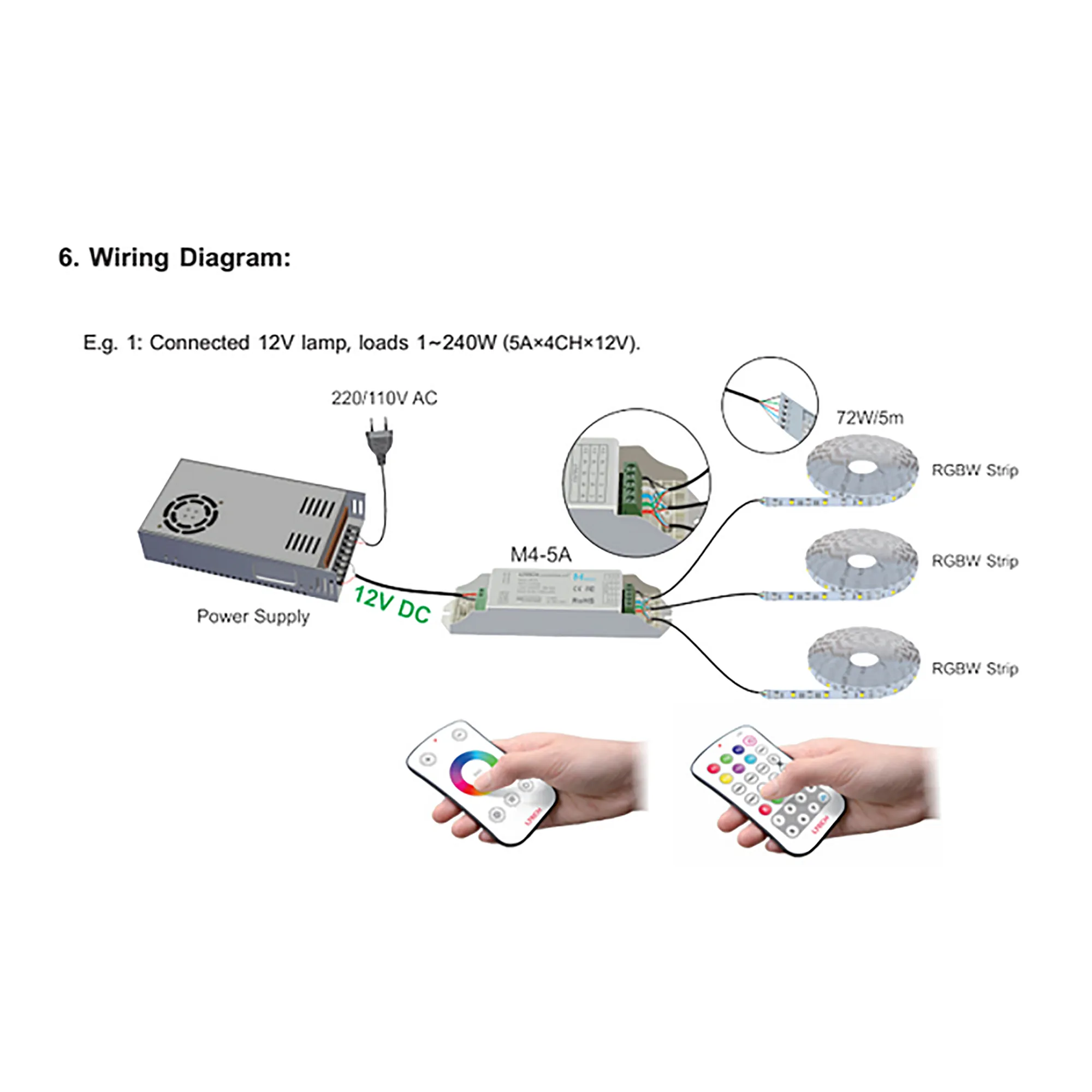 RGBW Remote Control 433MHz RF CR2032 M4  LTECH Remote Control